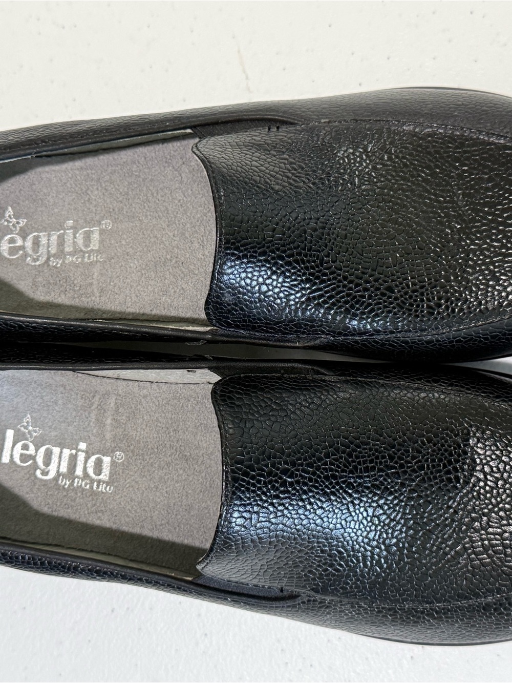 Alegria Women's Black Textured Slip-On Loafers - Classic Comfort